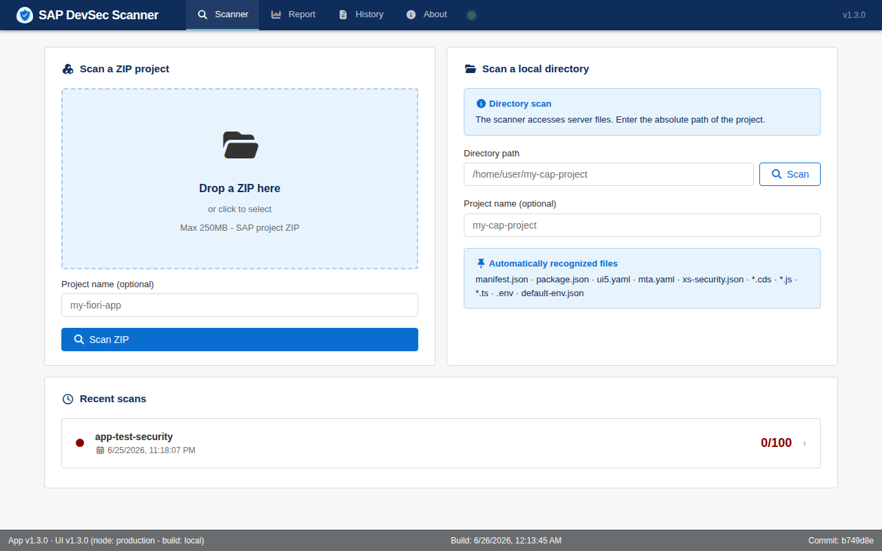 SAP DevSec Scanner Interface